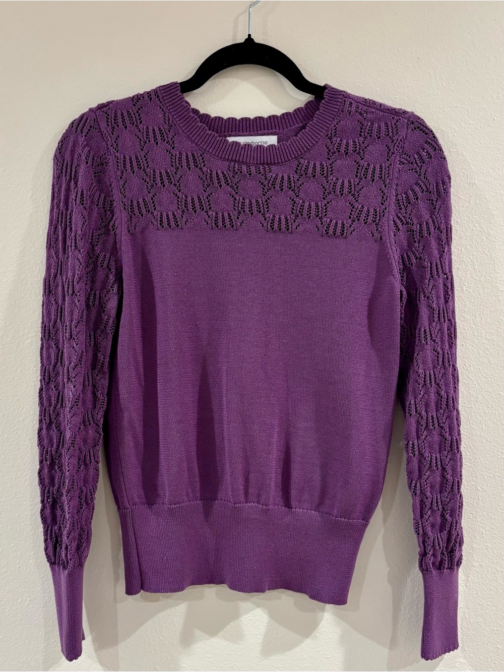 Liz Claiborne Purple Lace-Yoke Women's Sweater